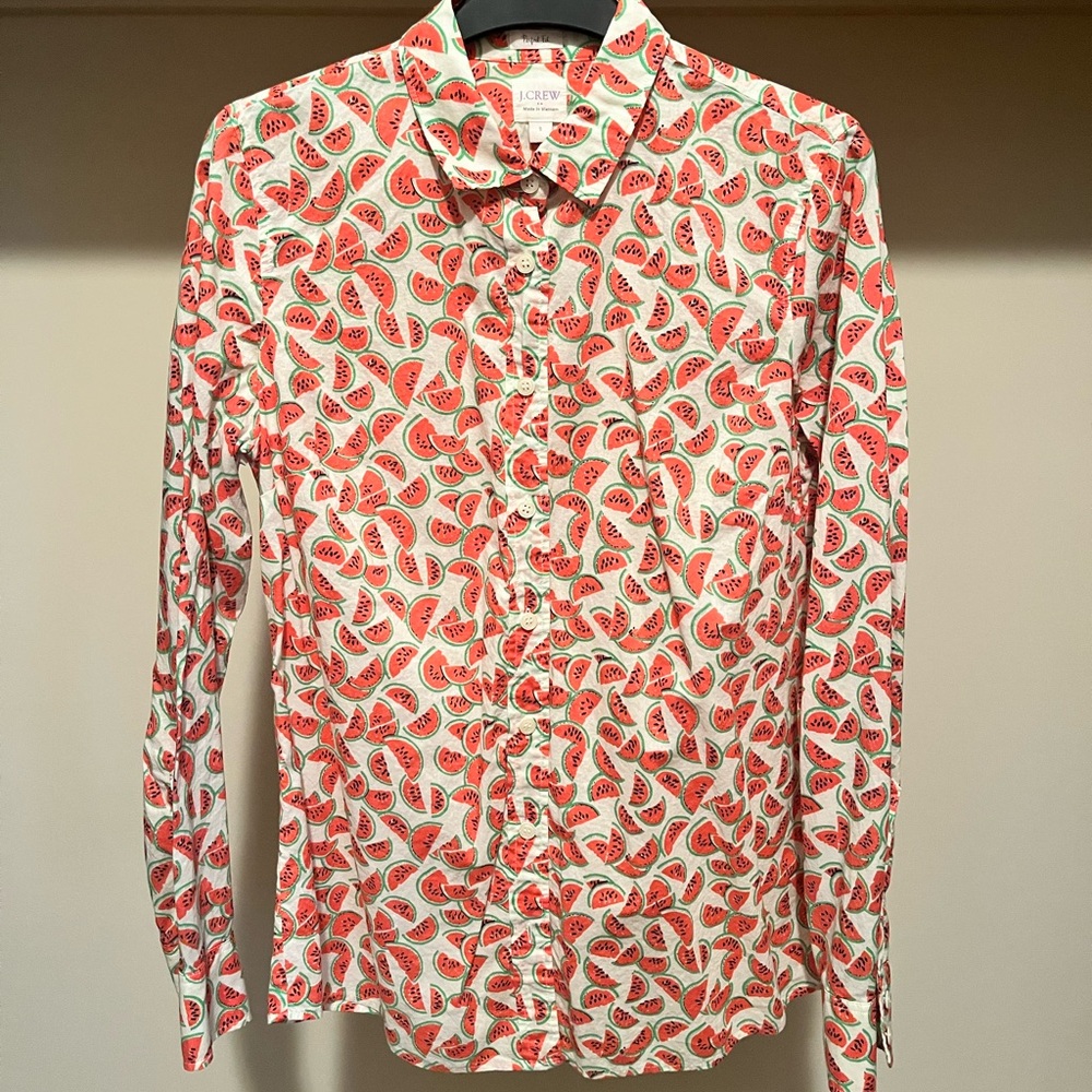 J. Crew Watermelon Button Down Shirt